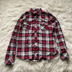 XXX RUDE Red & Black Plaid‎ Woven Button-Up